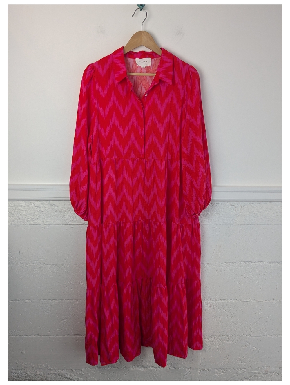 Pomander Place • Hot Pink Ikat Mabel Maxi Dress - Picture 2 of 10